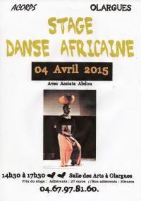 Stage de danse africaine. Le samedi 4 avril 2015 à Olargues. Herault. 